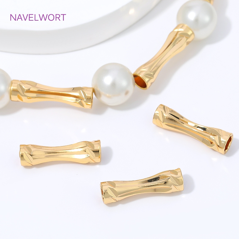Crimp Bead Tube - خرز أنبوبي مصقول مطلي بالذهب عيار