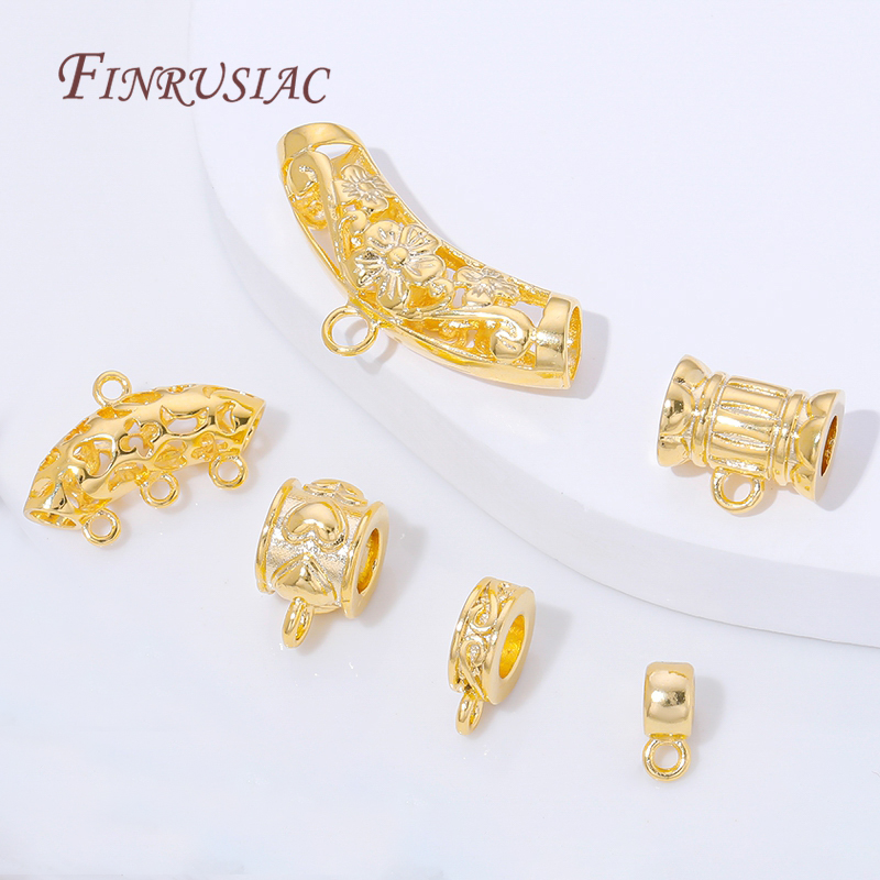 Crimp Bead Tube - موصلات قلادات مطلية بالذهب عيار 18