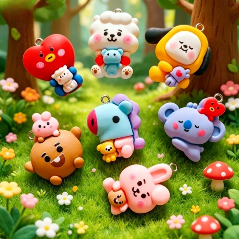 7 قطع من إكسسوارات BT21 الكرتو - مراجعة Jewelry Making Diy وسعره
